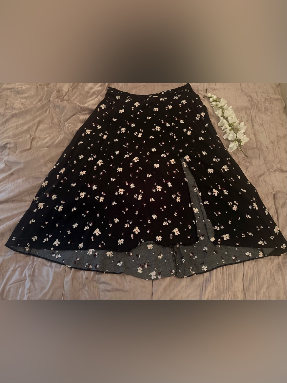 On 34th Black Floral High-Low Midi Skirt Size 12